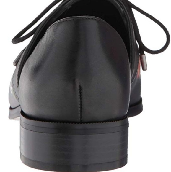 New Nine West Leather Floral Flat Oxfords Black - Picture 6 of 7